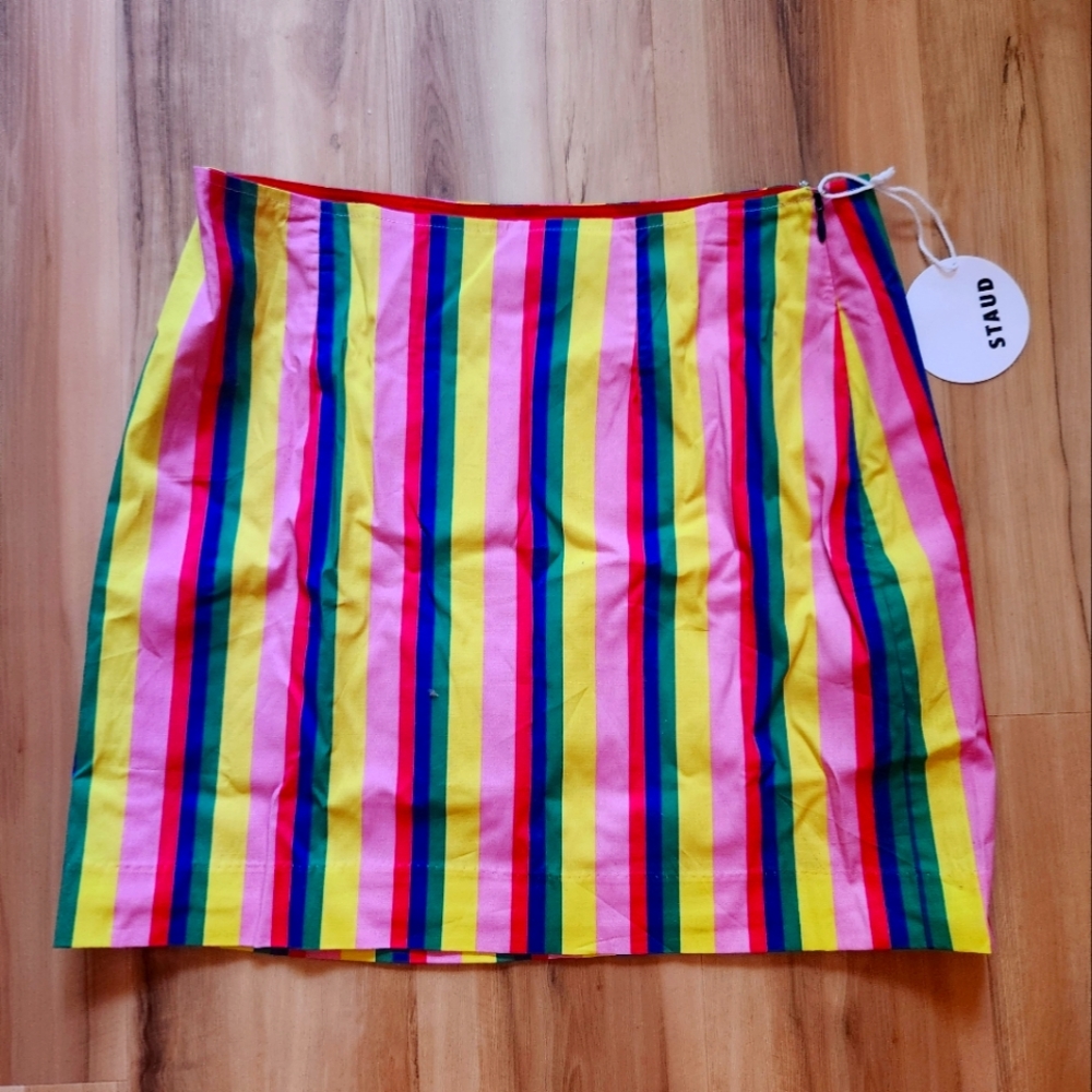 NWT STAUD Mini Pencil Skirt in Candy Stripe 🍭 (Sz 8)
